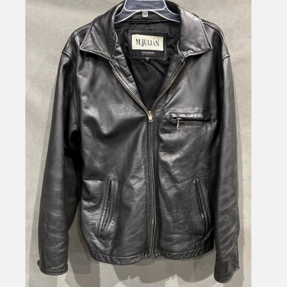 Vintage Wilsons M. Julian Heavyweight Leather Jacket Men’s Large Full Zip Moto